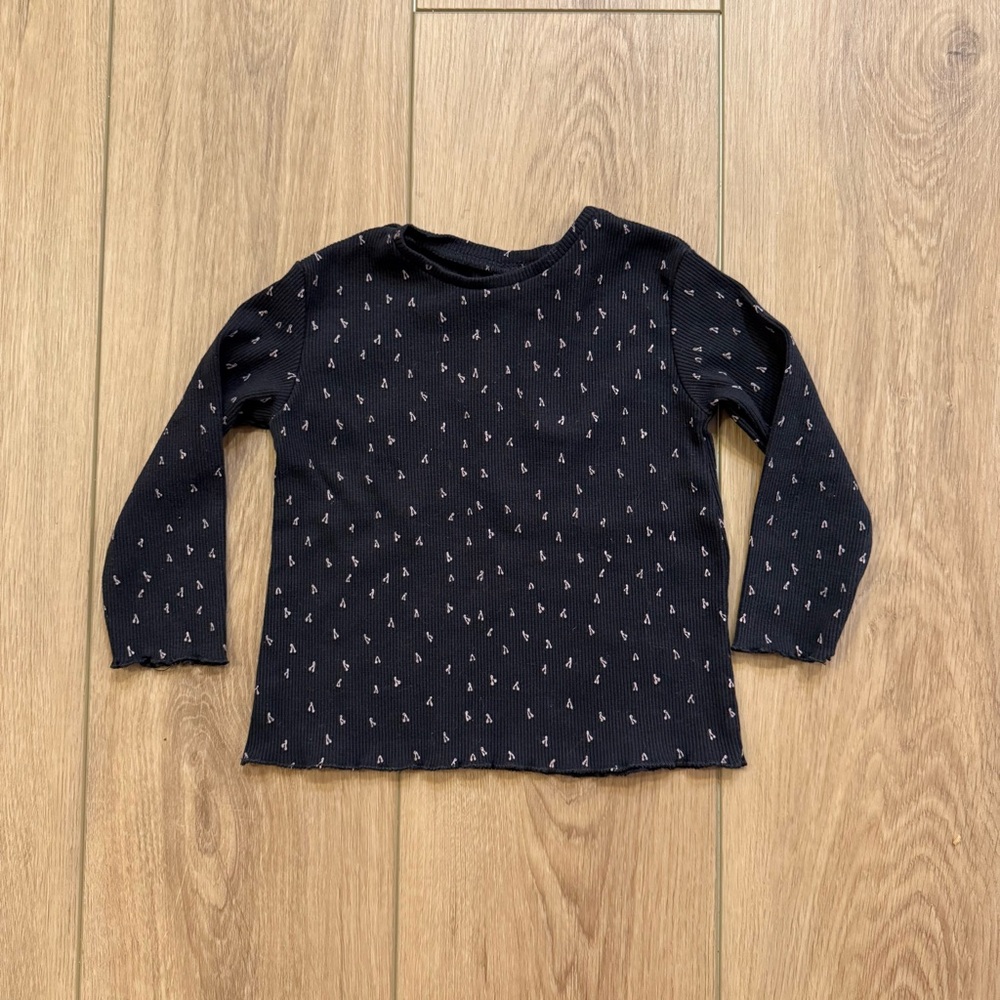 Zara Kids Black Long Sleeve Tee with Pattern